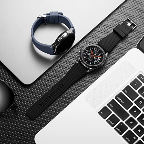 Lerobo [2 Pack Band Compatible with Samsung Galaxy Watch 3 45mm/Galaxy Watch 46mm Bands/Gear S3 Frontier, 22mm Smart Watch Band Silicone Casual Straps Accessories for Women Men Black/Blue Gray