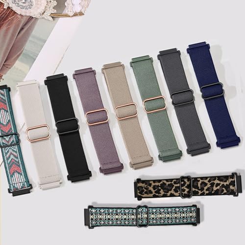 ZOCOVIN 10 Pack Stretchy Watch Band Compatible with Garmin Vivoactive 5/Vivoactive 6, 20mm Soft Elastic Fabric Replacement Sport Loop Straps for Garmin Venu Sq 2 /Forerunner 55/165 Women Men