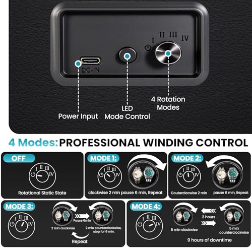 J&T Technology Automatic Watch Winder with 6 Extra Watch Storage Box,Watch Winder for Automatic Watches with Super Quiet Mabuchi Motor (Black 01)