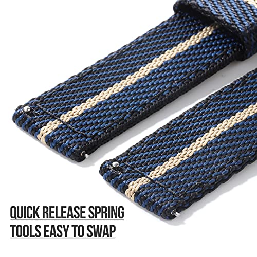 TACTICAL FROG 20mm 22mm Fast Release Nylon Watch band with Stainless Steel Buckle, Two-Piece Waterproof Nylon Watch Strap for Men & Women… (Bluekhaki, 20mm)