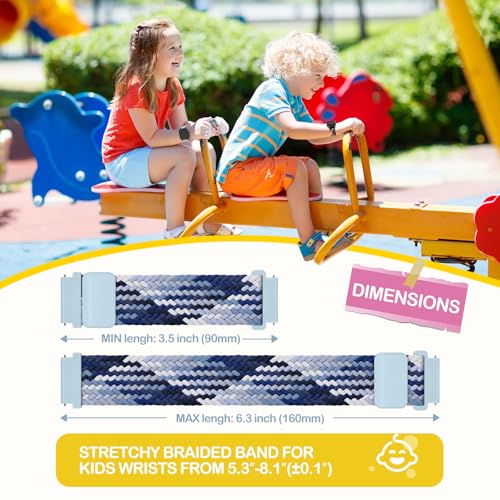 3 Pack Adjustable Braided Stretchy Solo Loop Compatible with Gizmo Watch 3 2 1/ Gabb Watch 3 2 1/ SyncUP/Cosmo JrTrack Kid Watch, 20mm Soft Breathable Kids Bands with Magnetic Buckle for Boys Girls