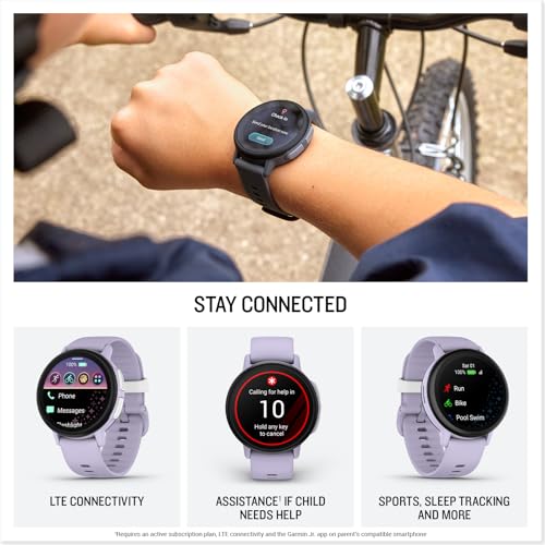 Garmin Bounce™ 2, Kids Smartwatch with Calling, Messaging and Location Tracking Features, Light Purple