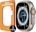 Smiling 3 Pack Screen Protector Compatible with Apple Watch Ultra 3/Ultra 2/Ultra 49mm and Auto-alignment Installation Frame, Anti-Scratch Tempered Glass Screen Protector, Bubble Free, Touch Sensitive