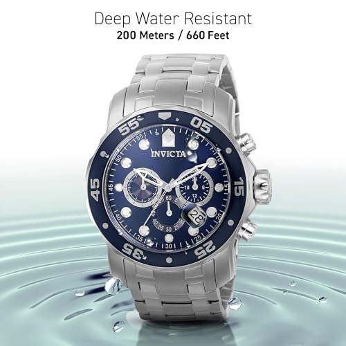 Invicta Men's 0070 "Pro Diver Collection" Stainless Steel and Blue Dial Watch