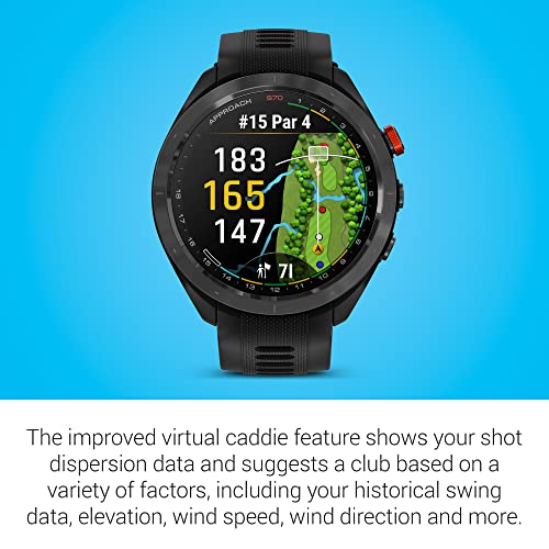 Garmin Approach S70 Golf Smartwatch, Full-Color CourseView Maps AMOLED Display, Advanced Shot Execution & Putt Alignment, Immersive Golfing Experience w/Signature Stand Power Bundle