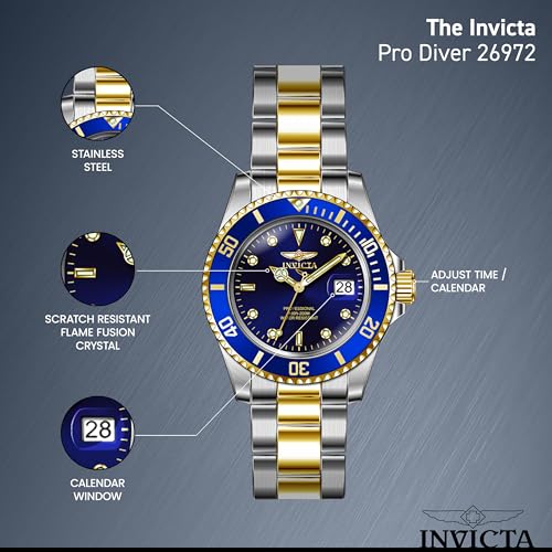 Invicta Men's Pro Diver Quartz Watch with Stainless Steel Strap, Two Tone, 20 (Model: 26972)
