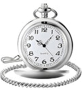 LYMFHCH Smooth Vintage Pocket Watch with Chain, Arabic Numerals Scale Mens Watch Christmas Graduation Birthday Gifts Fathers Day