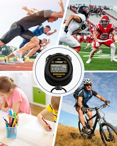 TPNEG Simple Stopwatch Timer - Easy to Use, Set Up, Read, and Carry - Large Display - On/Off, AAA Battery, No Hourly Beep - Ideal for Kids, Track and Field, Sports, Classroom - Stopwatches for Coaches