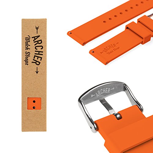 Archer Watch Straps - Soft Silicone Quick Release Watch Bands (Portland Orange, 22mm)