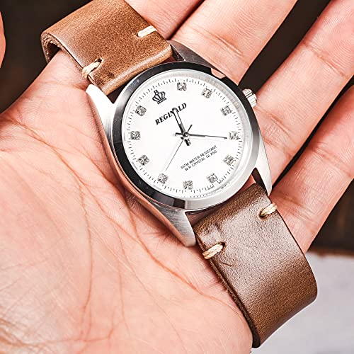 hemsut h 21mm Leather Watch Bands for Men, Thin Soft Horween Leather Watch Strap Quick Release Vintage Watch Wrap