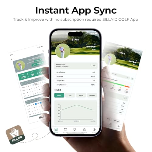 SILLAID Golf GPS Watch, 1.43" AMOLED Touchscreen Display, Lightweight Golf Watch with 40,000+ Preload Courses, Green View, Slope Mode, 6 Hazard Distances, App Sync, Golf Watches for Men