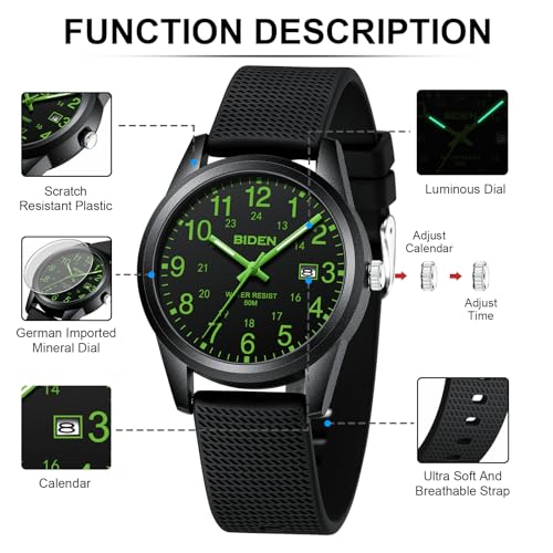 LN LENQIN Mens Watches Analog Quartz Sports Unisex Watch 30M Waterproof Nurse Watches for Men Women Nurse Medical Professionals-Military Time with Second Hand Glowing Easy to Read Dial Wrist Watch…
