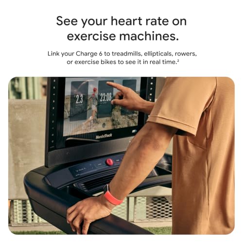 Fitbit Charge 6 Fitness Tracker with Google Apps - Heart Rate on Exercise Equipment - 3-Month Google Health Premium Membership Included - Health Tools - Gold/Coral - Small&Large Bands Included