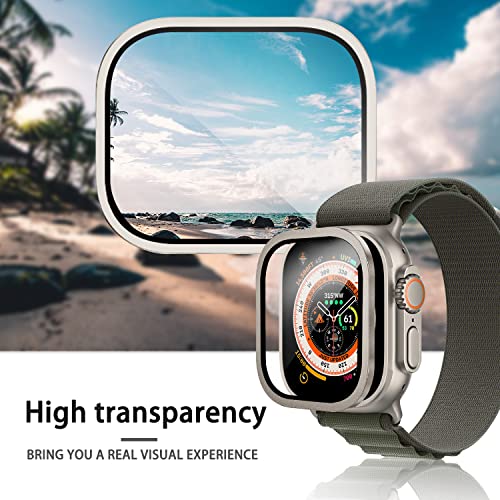 Suoman 2-Pack for Apple Watch Ultra 3/2/1 49mm Case, Waterproof Ultra-Thin Full Coverage Metal Tempered Glass Screen Protector Cover Case -Original