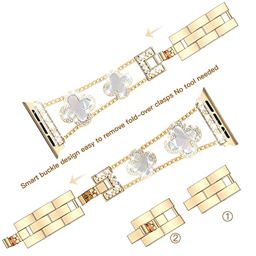 38/40/41/42 mm(Series 10) cool woman chain metal smartwatch strap compatible with Apple Watch Band Series 11/10/9/8/7/6/SE/5/4 adjustable replacement watch bracelet for Iwatch gold Watch Band