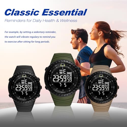 KXAITO Men's Watches Sports Outdoor Waterproof Military Watch Date Multi Function Tactics LED Face Alarm Stopwatch for Men (6256 Black)