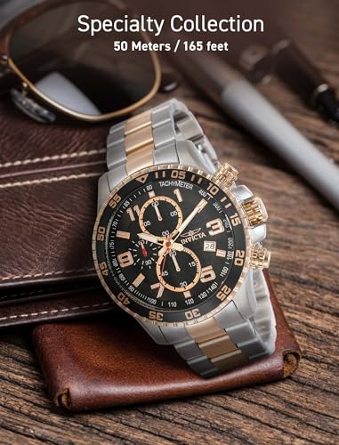 Invicta Men's 14877 Specialty Chronograph Black Textured Dial Two Tone Stainless Steel Watch