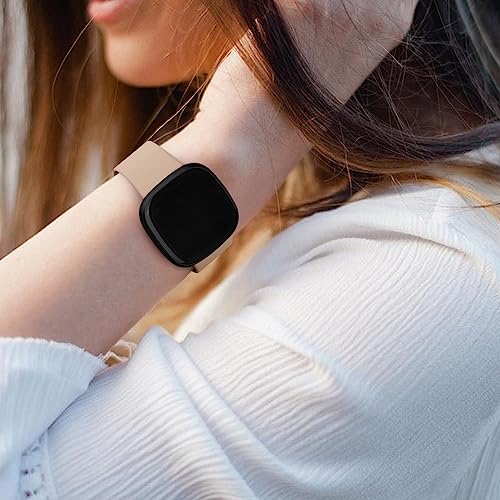 4 PACK Bands Compatible with Fitbit Versa 4 & 3 Bands/Sense 2 / Sense Band Women Men, Classic Soft Straps for Fitbit Versa 4 / Versa 3 /Sense 2 / Sense Smart Watch (Small,4 Pack N)