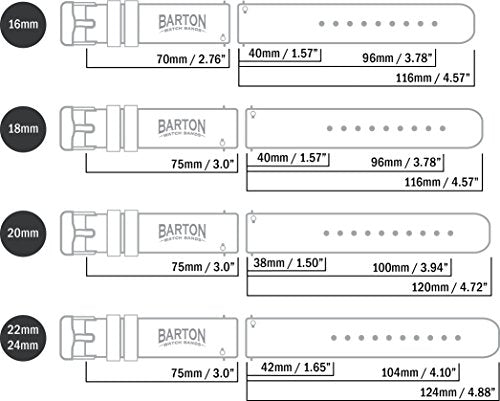 BARTON WATCH BANDS Soft Silicone Quick Release Watch Band Straps, Black, 20mm