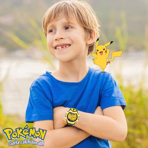 Pokémon Kids Watch – Pikachu Dial, Comfy Strap, Adjustable Fit, Flashing Lights – Pokémon Watch for Boys & Girls– 5.5" to 8"
