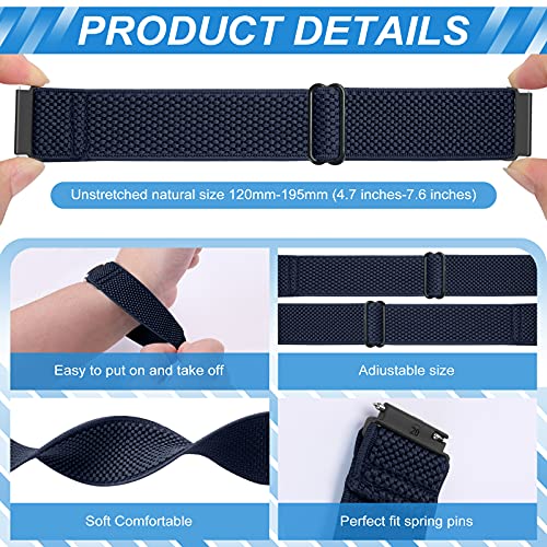 Relting 22mm Width Watch Lugs Band Compatible with Garmin Venu 4 45 mm/3 45 mm/Venu 2/Forerunner 265/255/Amazfit Bip 6/Bip 5 Quick Release Adjustable Stretchy Nylon Sport Elastic Bands for Men Women