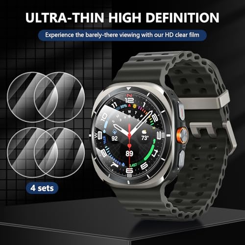 Suoman 4-Pack for Samsung Galaxy Watch 7/8 Ultra 47mm (2024/2025) Tempered Glass Screen Protector, [Anti-Scratch] 9H Hardness protective film