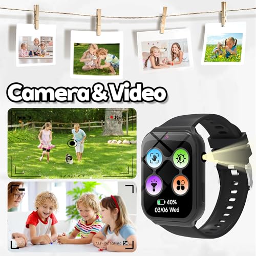 Smart Watch for Kids, Kids Watch with 18 Puzzle Games, 1.83" HD Touch Screen Fitness Tracker Pedometer Sleep Tracker Alarm Clock Flashlight No APP/Phone, 12/24 hr Gift for Kid Christmas Birthday
