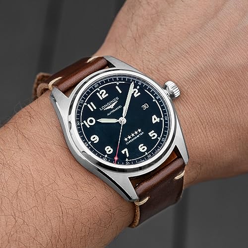 hemsut h 21mm Leather Watch Bands for Men, Thin Soft Horween Leather Watch Strap Quick Release Vintage Watch Wrap