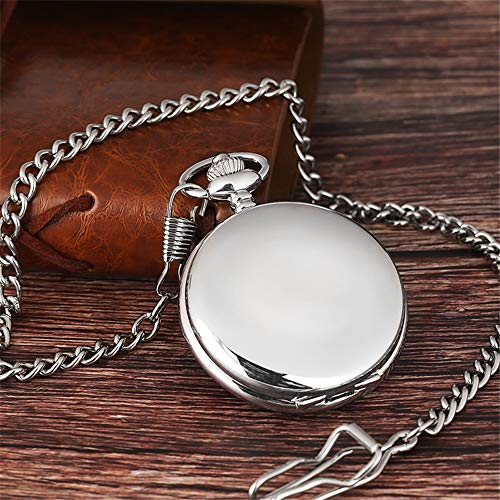 LYMFHCH Smooth Vintage Pocket Watch with Chain, Arabic Numerals Scale Mens Watch Christmas Graduation Birthday Gifts Fathers Day