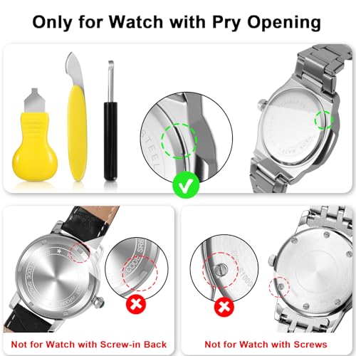 Botober 4 PCS Professional Watch Back Removal Tool，Pry Back Case Opener， Battery Replacement Set, Watch Repair Kits