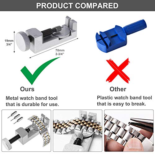 Watch Repair Kit, Anezus 187Pcs Watch Tool Kit with Watch Link Pin Remover Tools and Watch Back Case Removal Tools for Watch Strap Remover, Watch Battery Replacement, Watch Band Sizing, Watch Repair