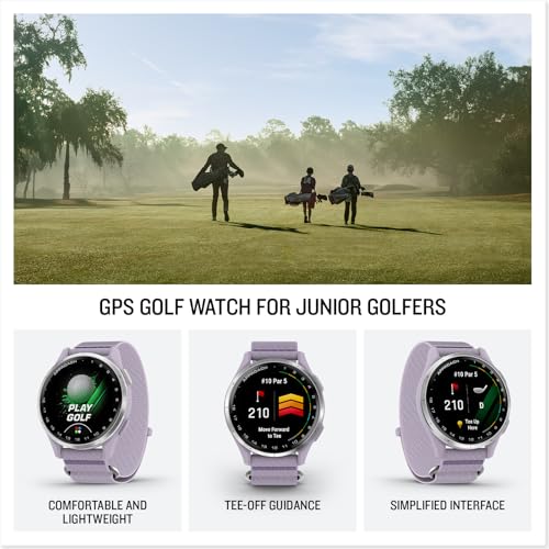 Garmin Approach® J1, Junior Golf Watch with GPS, Bright and Colorful Display, Tee-Off Guidance, Essential Features for Learning and Improving, Lilac