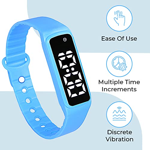 Sensory Wrist Timer for Kids, Teachers, Students, Simple Reminder Watch with Silent Alarm Clock Wristband, Classroom Countdown (Blue)