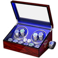 ANWBROAD Watch Winder for Automatic Watches 4+6 Watch Rotator and Storages with Super Quiet Motor LED Backlight Piano Paint Watch Turner 4 Rotating Modes UJWW002R
