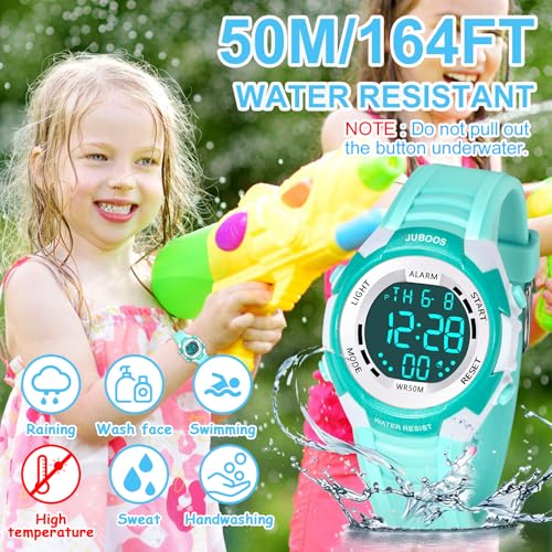 Juboos Kids Digital Watch with 7 Color LED Lights,Waterproof Running Sports Watches with Stopwatch,Alarm,Easy-to-Read Outdoor Children's Wristwatch for Boys Girls Ages 4-12