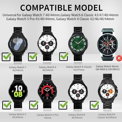 GOLDTOLUCK No Gap Stainless Steel Band Compatible with Samsung Galaxy Watch 8 7 6 5 4 Classic FE Pro Ultra 40mm 44mm 46mm 43mm 47mm 45mm 42mm Replacement Men Women Milanese Metal Elegant Casual
