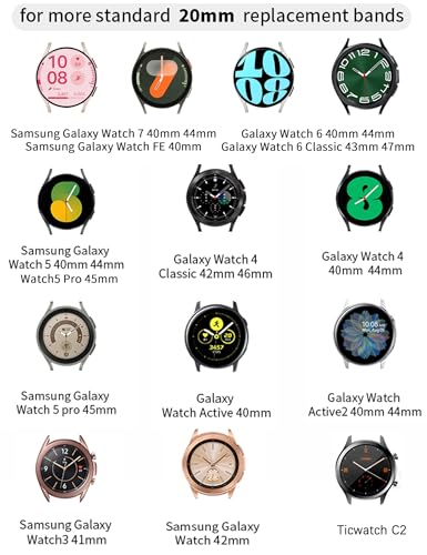 JOYOZY Resin Bands Compatible with Samsung Galaxy Watch 7/6/5/4/FE 40mm 44mm/Watch 6/4 Classic 43mm 47mm 42mm 46mm/Watch 5 45mm/Active2 40mm 44mm/Active 40mm Bands,20mm Quick Release Fashion Bracelet
