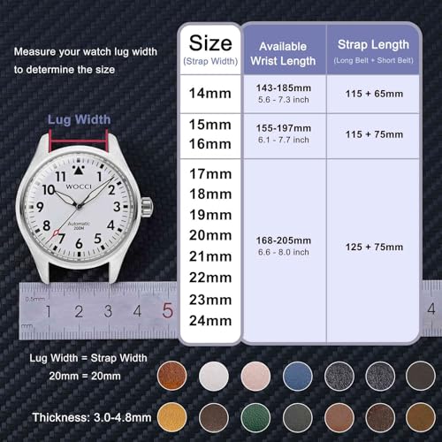 WOCCI 18mm Vintage Leather Watch Band for Men and Women, Gold Buckle (Dark Brown)