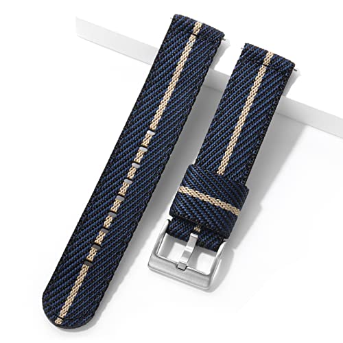 TACTICAL FROG 20mm 22mm Fast Release Nylon Watch band with Stainless Steel Buckle, Two-Piece Waterproof Nylon Watch Strap for Men & Women… (Bluekhaki, 20mm)