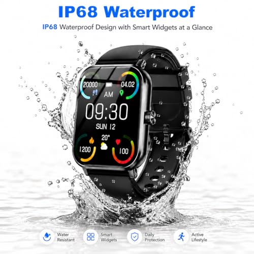Jacoosa Smart Watches for Men, 1.83" HD Touchscreen with Bluetooth Calling, 120+ Sport Modes Fitness Tracker, IP68 Waterproof, Heart Rate Sleep Monitor Timer, Compatible with Android iOS(Black)