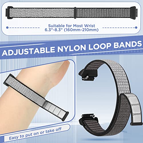 WNIPH Nylon Bands Compatible for Fitbit Inspire 3/Inspire 2/Inspire/Inspire HR/Ace 3/Ace 2 Bands, Breathable Sport Replacement Straps Soft Adjustable Solo Loop Dark Black+Navy Green+Iron Grey