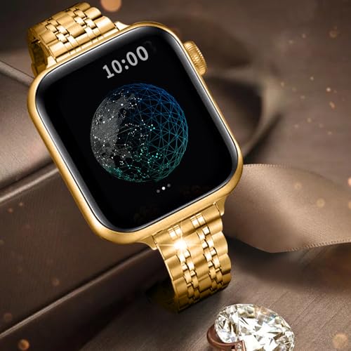 QUNDAXI Slim Watch Band Compatible with Apple Watch 41mm 45mm 42mm 44mm 40mm 38mm Metal Stainless Steel Watchband Suitable for iWatch 9/8/7/6/5/4/3/2/1/SE Series Women Luxury Strap (38mm 40mm 41mm)