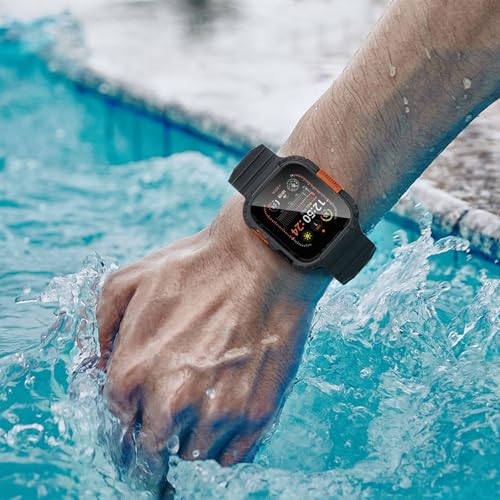 Zumyzu Rugged Waterproof Case for Apple Watch 46mm Series 11 10 with Tempered Glass Screen Protector, Durable Hard PC Bumper Protective Face Cover for iWatch 46 mm Black