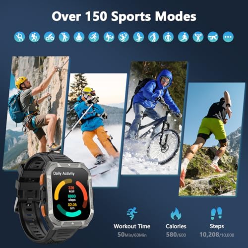 Blackview GPS Smart Watch for Men with ChatGPT, AI Translator, Compass & Flashlight/100-Day Battery/Bluetooth Calling/Health Monitor/100+ Sports,Fitness Tracker for iPhone/Android Phones