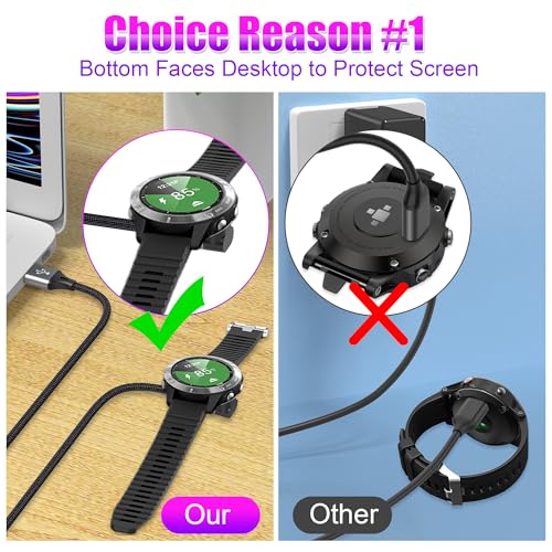 AGVEE 2 Pack 3.3ft Charger for Garmin Watch, L-Shape Charging Cable