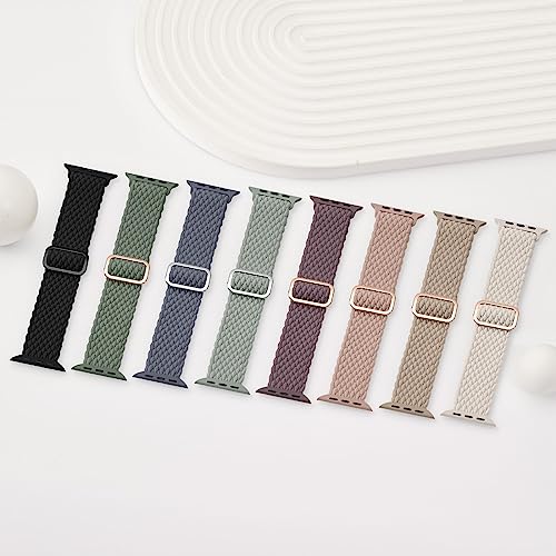 4 Pack Braided Stretchy Bands Compatible with Apple Watch 40mm 41mm 38mm 42mm 44mm 45mm 46mm 49mm Women Men, Breathable Nylon Elastic Daily Use Straps for iWatch Series 11/10 9 8 7 6 5 4 3 SE/Ultra 2