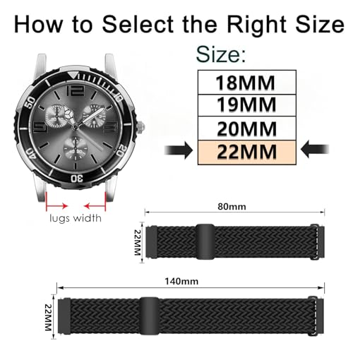 Aurrain 22mm Woven Nylon Watch Strap for Garmin Vivoactive4/Active/MARQ/LEGACY/Venu2/Forerunner 94/Galaxy Watch 46mm/Gear S3 Frontier/Huawei Watch GT 4 46mm,Braided nylon sport strap