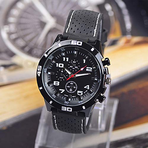 LsvtrUS Men's GT Racer Sport Watch Military Pilot Aviator Army Style Black Silicone Mens Watch