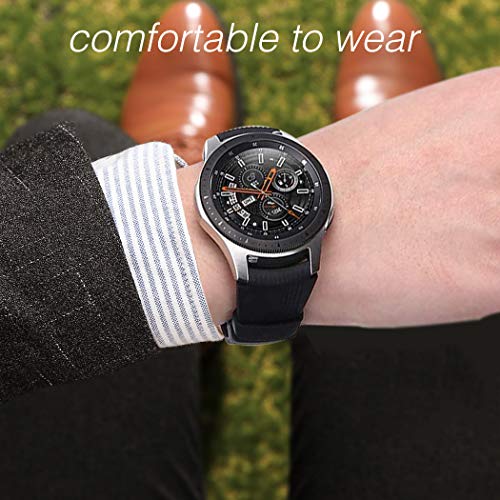HSWAI Compatible with Samsung Galaxy Watch 46mm Bands/Gear S3 Frontier, Classic Watch Bands/Galaxy Watch 3 Bands 45mm, 22mm Soft Silicone Bands Bracelet Sports Strap for Men & Women. (Black)