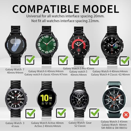 GOLDTOLUCK Stainless Steel Band Compatible with Samsung Galaxy Watch 8 7 6 5 4 Classic FE Pro 40mm 44mm 46mm 43mm 47mm 45mm 42mm 20mm Men Women Milanese Replacement Metal Elegant Casual